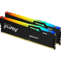 Kingston FURY Beast KF560C36BBEAK2-64 Gaming System Memory, DIMM, DDR5, 6000MHz, RGB, 64GB (2 x 32GB), Black Heatsink, 288 Pin, 1.35v, CL36 Kingston FURY Beast KF560C36BBEAK2-64 Gaming System Memory, DIMM, DDR5, 6000MHz, RGB, 64GB (2 x 32GB), Black Heatsink, 288 Pin, 1.35v, CL36